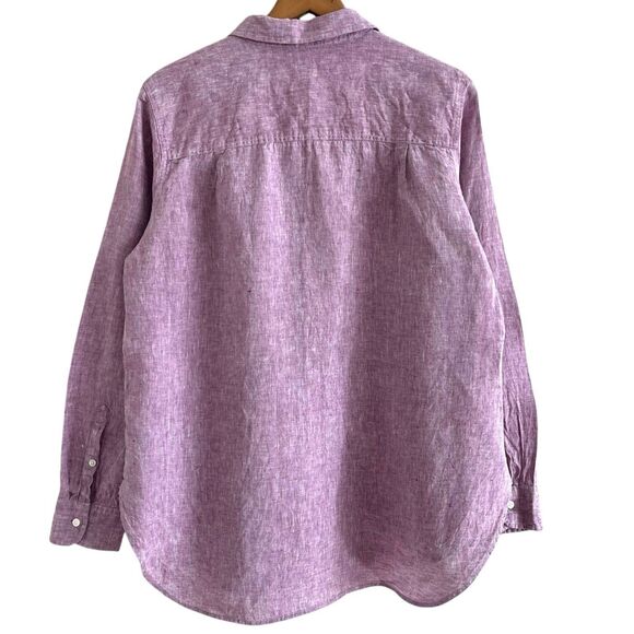 LL Bean Washable Linen Tunic Shirt L Button Up Coastal Grandma Resort Classic - Picture 2 of 9